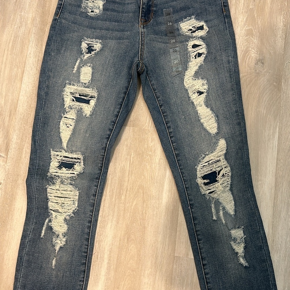 PACSUN HIGH RISE DISTRESSED RAW HEM ANKLE JEGGINGS SZ 26 EVERYDAY SCHOOL - Picture 7 of 10
